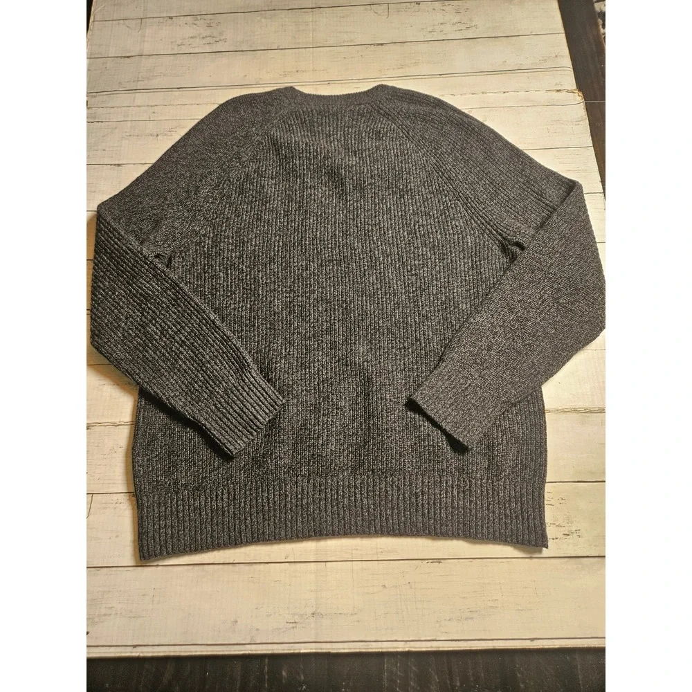 Banana Republic Mens XL Italian Yarn Wool‎ Ribbed Crewneck Sweater Gray Chunky
